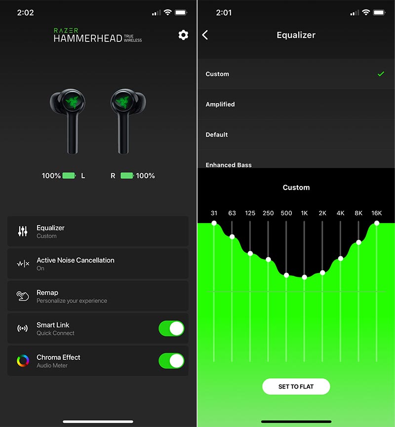 Nuevos Razer Hammerhead True Wireless Chroma RGB app